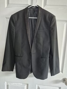 (S)Express Men's Black Shawl Lapel Tuxedo Blazer